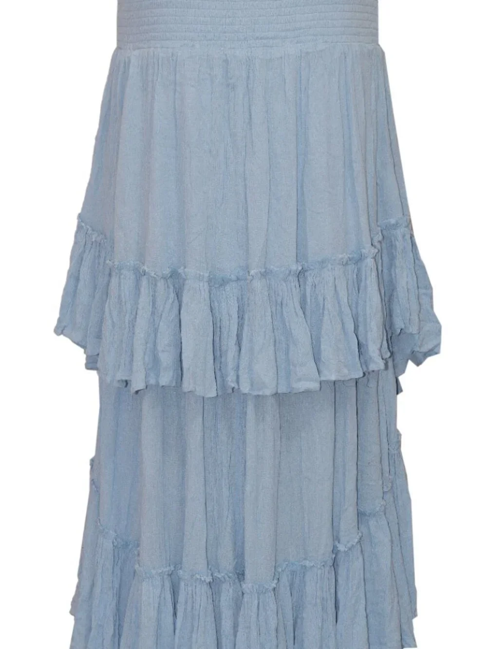 Free People The Convertible Skirt Smocked Asymmetrical Ruffle Waterfall Mist M